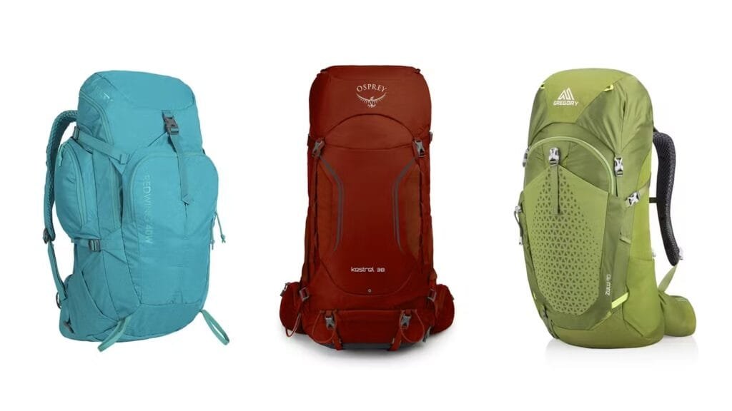 Best travel backpack collection showcasing turquoise, red, and olive designs for outdoor adventures.